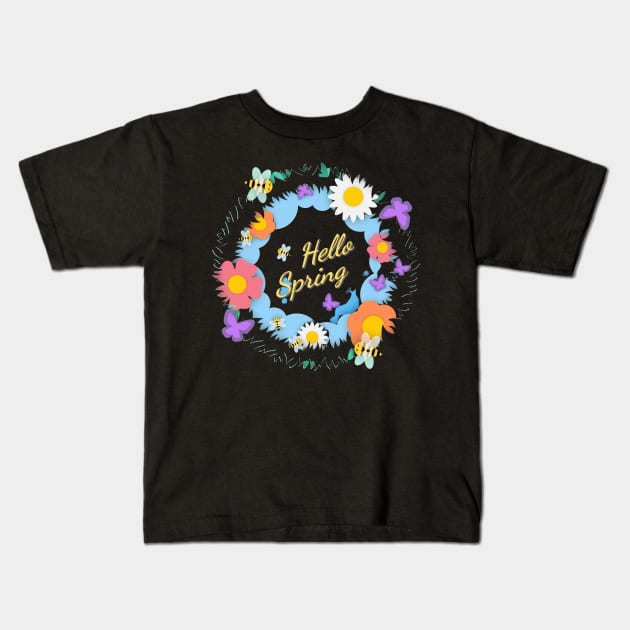 hello  spring Kids T-Shirt by busines_night